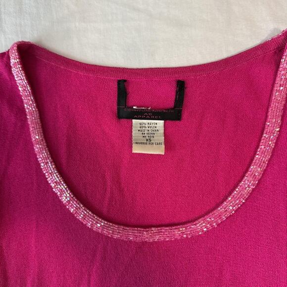 y2k hot pink beaded sparkle tank top xs - Picture 5 of 7